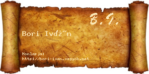 Bori Iván névjegykártya